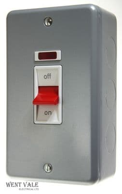 MK Metalclad Plus - K5230 ALM - 50a Metal Surface Mounted D/Pole Switch + Neon