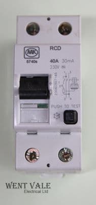 MK Sentry - 5740s - 40a 30mA Double Pole RCD Used