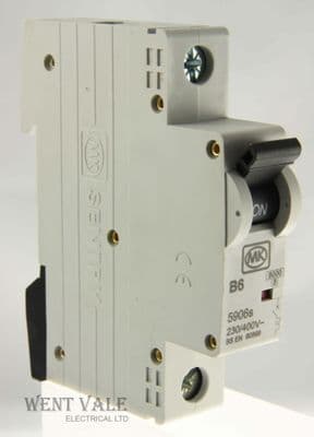 MK Sentry - 5906s - 6a Type B Single Pole MCB MK's Latest S5 Sentry Breaker New