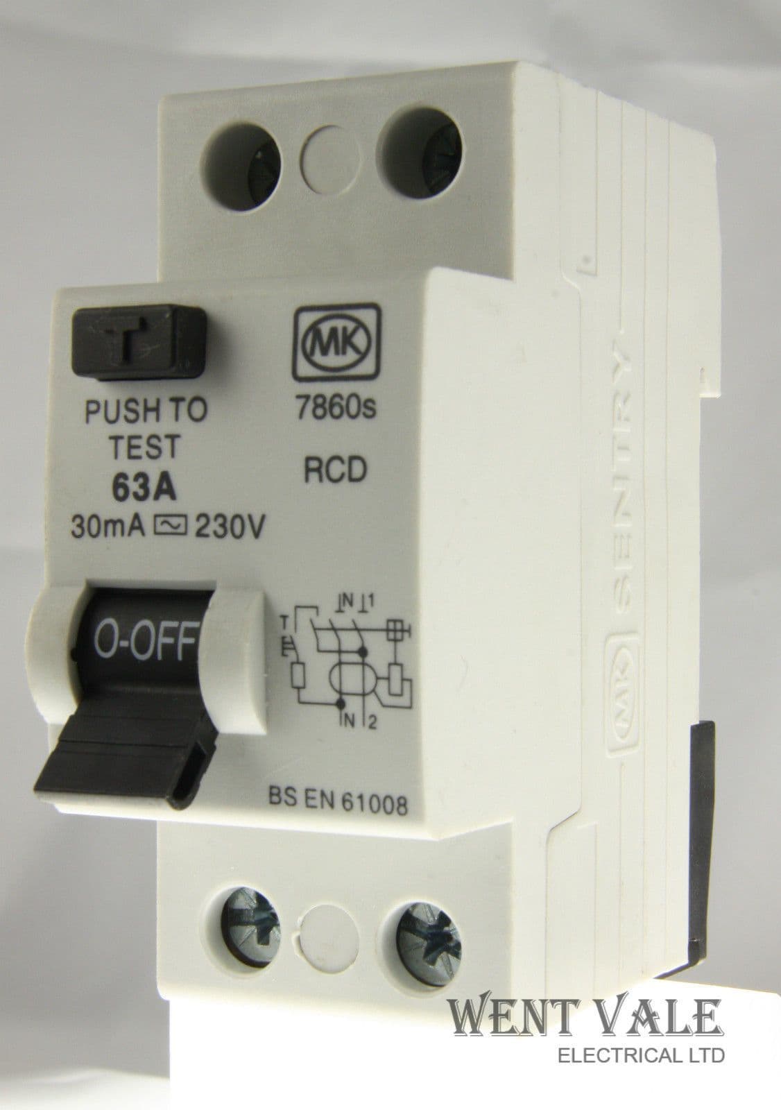 MK Sentry 7860s - 63a 30mA Double Pole RCD Used