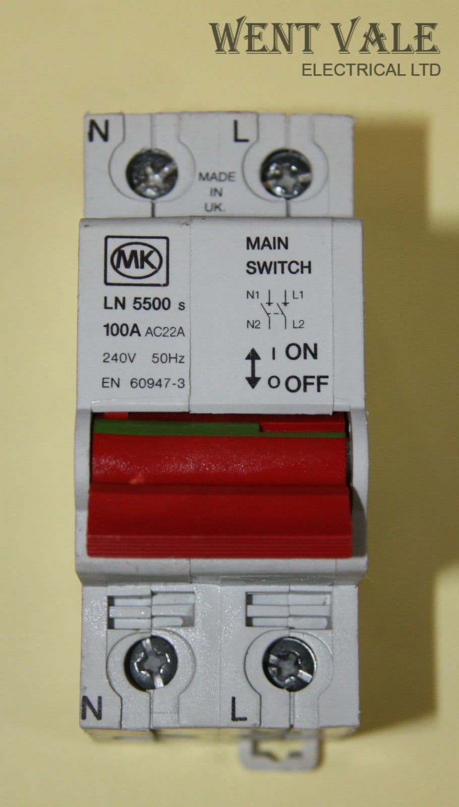 MK Sentry - LN5500s - 100a Double Pole Switch Disconnector Used