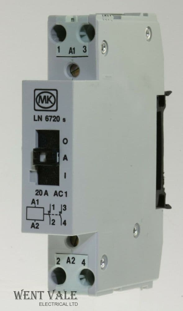 MK Sentry Modular LN6720s 20a D/Pole Contactor 240v Coil with Manual