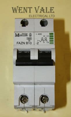 Moeller FAZN B10-2 - 10a Type B Double Pole MCB Used