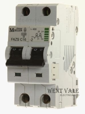 Moeller - FAZS C16-2 - 16a Type C Double Pole MCB Used
