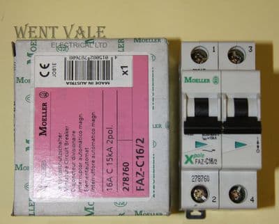 Moeller X Pole - FAZ-C16/2 - 16a Type C Double Pole MCB New in Box
