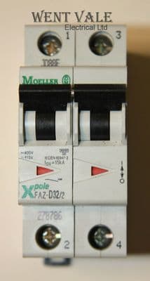 Moeller X Pole - FAZ-D32/2 - 32a Type D Double Pole MCB New in Box