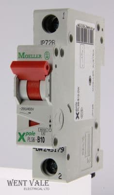 Moeller X Pole - PLS6-B10-DW - 10a Type B Single Pole MCB Used