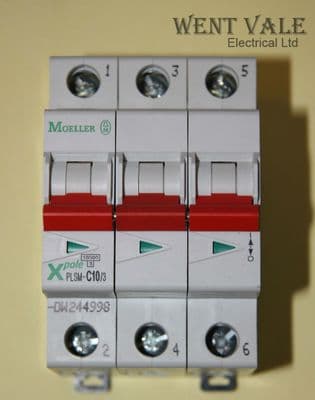 Moeller X Pole - PLSM-C10/3-DW - 10a Type C Triple Pole MCB New In Box