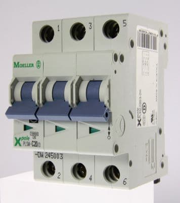 Moeller X Pole - PLSM-C20/3-DW - 20a Type C Triple Pole MCB Used