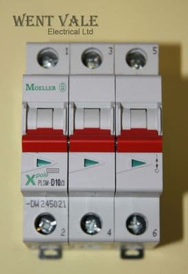 Moeller X Pole - PLSM-D10/3-DW - 10a Type D Triple Pole MCB New In Box