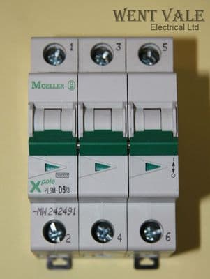 Moeller X Pole - PLSM-D6/3-DW - 6a Type D Triple Pole MCB New In Box