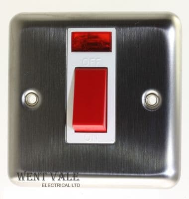 Newlec Decorative - NLBS8945/1N  45a Double Pole Switch + Neon in Brushed Steel