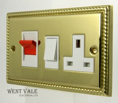 Newlec Decorative Range NL8545/CW Georgian Brass 45a Cooker Control & Socket NIP