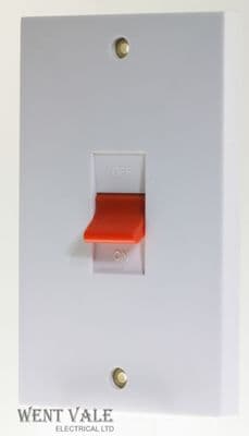 Newlec NL8345/2 - 45a Twin Gang Double Pole One Way 45A With Red Rocker New