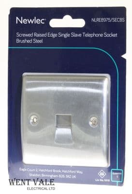 Newlec - NLRE8975/SECBS - 1g Raised Edge Secondary Telephone Skt - Brushed Steel