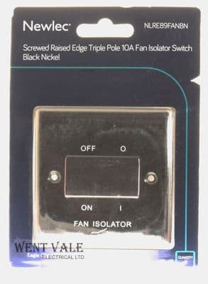 Newlec Raised Edge - NLRE89FANBN - 10ax  3 Pole Fan Isolator Sw' - Black Nickel