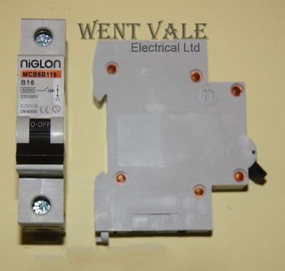 Niglon - MCB6B116 - 16a Type B Single Pole MCB Used