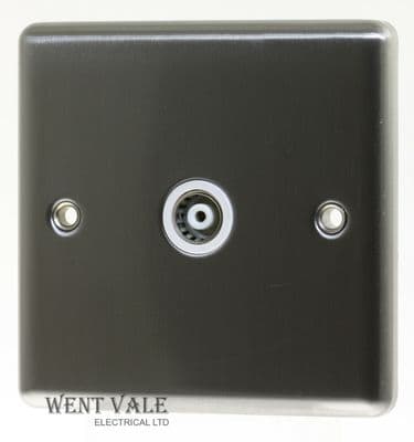 One Electrical Contractor - CP3009 - Single TV Socket in Brushed Steel