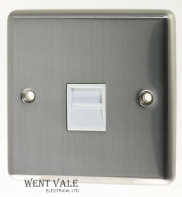 One Electrical Contractor + CP3010 1g Secondary Telephone Socket in Brushed Chrome
