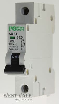 PG Phase Guard - AUB1 B20 - 20a Type B Single Pole MCB Used