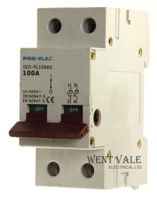 Pro-Elec - ISO-PL10660 - 100a Double Pole Switch Disconnector Used