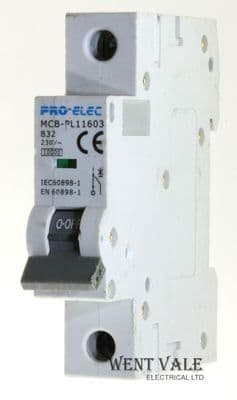 Pro-Elec - PL11603 - 32a Type B Single Pole MCB Used