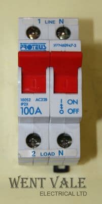 Proteus - 100S2 - 100a Double Pole - AC22B - Switch Disconnector Used