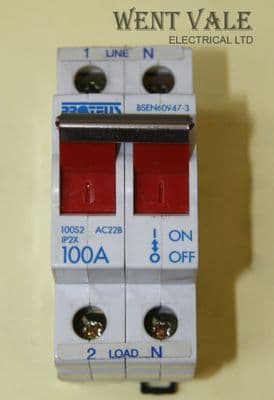 Proteus 100S2 - 100a Double Pole AC22B Switch Disconnector Used