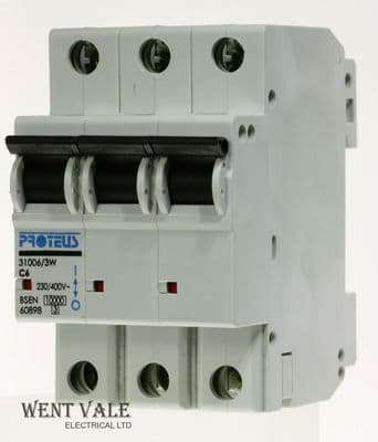 Proteus - 31006/3W - 6a Type C Triple Pole MCB Used