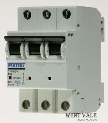 Proteus - 31016/3W - 16a Type C Triple Pole MCB Used