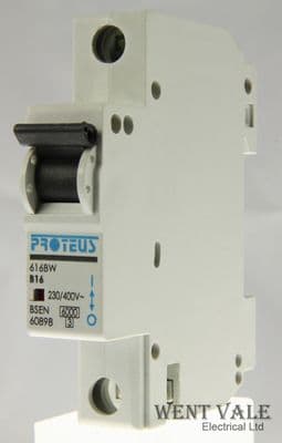 Proteus - 616BW - 16a Type B Single Pole MCB Used