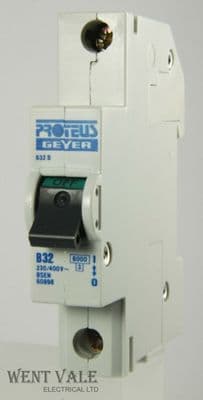 Proteus Geyer - 632B - 32a Type B Single Pole MCB Used.
