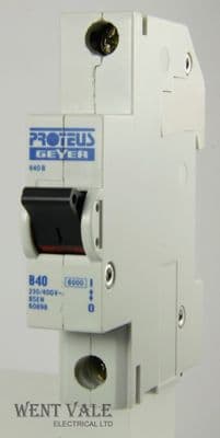 Proteus Geyer - 640B - 40a Type B Single Pole MCB Used