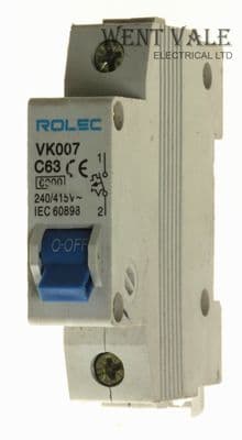 ROLEC - VK007-C63 - 63A Type C Single Pole MCB Used