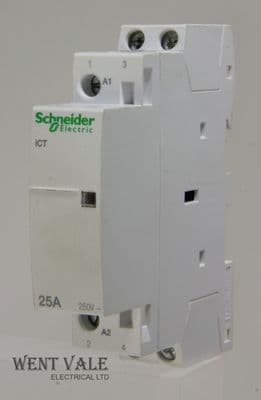 Schneider Acti 9 - A9C20732 - iCT Double Pole 25a N/O Contactor 240vac Coil Used