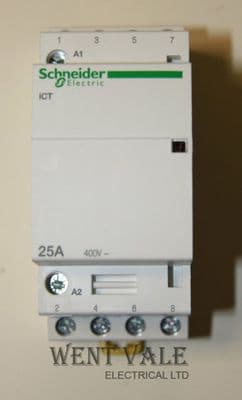 Schneider Acti 9 iCT - A9C20834 - 25a Four Pole N/Open Contactor 240v Coil New in Box