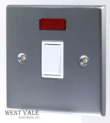 Schneider Exclusive Decorative GEP2511WMC - Matt Chrome 20a D/Pole Switch + Neon