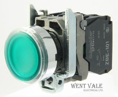 Schneider Harmony XB4BW33B5 24v Complete Green Illuminated Pushbutton New