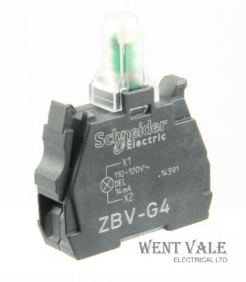 Schneider Harmony ZBVG4 - LED Light Block Module Red LED Type 110-120vac New