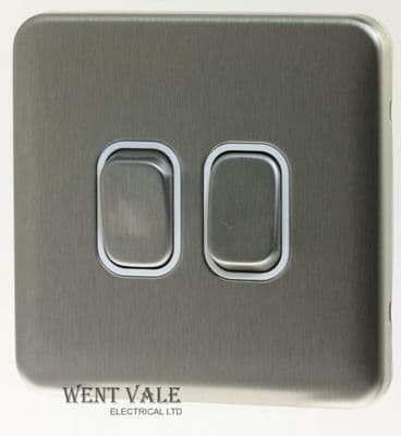 Schneider Lisse Screwless Deco - GGBL1022WSS - 10a 2 Gang 2 Way Plate Switch