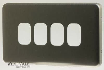 Schneider Lisse Screwless Deco Range - GGBL04GWSS - 4 Mod Grid Plate + Frame