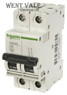 Schneider Multi 9 - C60HC232-25662 - 32a Type C Double Pole MCB Used
