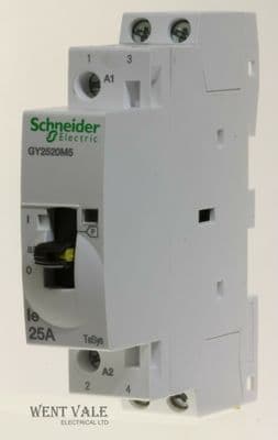 Schneider TeSys - GY2520M5 - D/Pole 25a NO Contactor + Manual Control 240v Coil