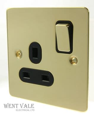 Schneider Ultimate Flat Plate - GU3210BPB - 13A Single Sw Socket Black Inserts