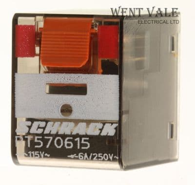 Schrack Components PT570615 - 5a - 14 Pin Plug-in 4PCO Relay 115vac Coil Unused