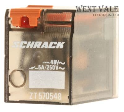 Schrack Components - ZT570548 - 5a - 14 Pin Plug-in 4PCO Relay 48vac Coil Unused
