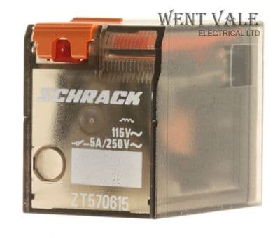 Schrack Components ZT570615 - 5a - 14 Pin Plug-in 4PCO Relay 115vac Coil Unused