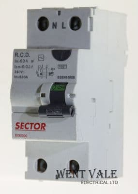 Sector - 606500 - 63a 30mA Double Pole Class AC Mains Incoming RCD Unit Used