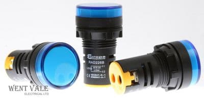 Sector 795583-PL24BLU  22.5mm 24v AC/DC LED Panel Pilot/Indicator Lamp Blue Lens