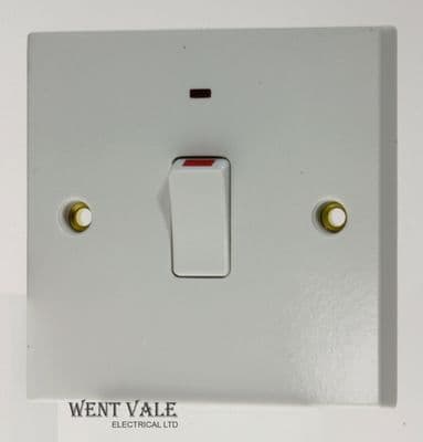 Sector Square Edge - 449272 - 20a Double Pole White Moulded Switch with LED